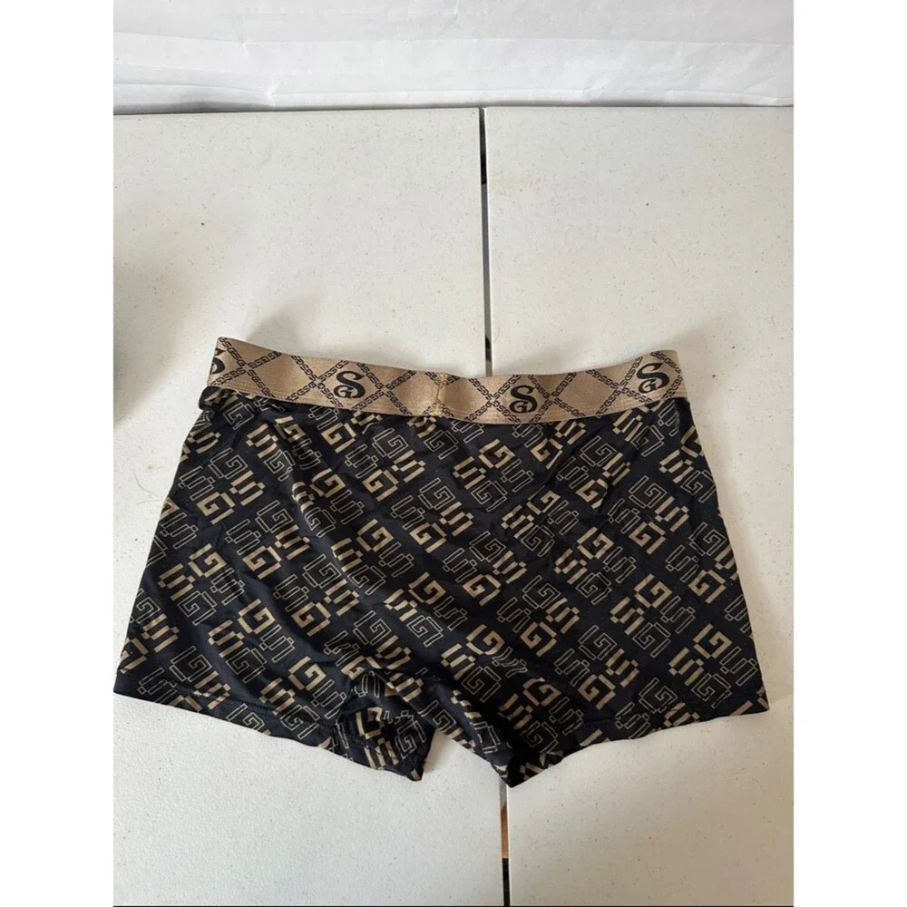 Men’s Boxer Briefs Size Large Everyday Comfort Underwear Black & Gold Patterns